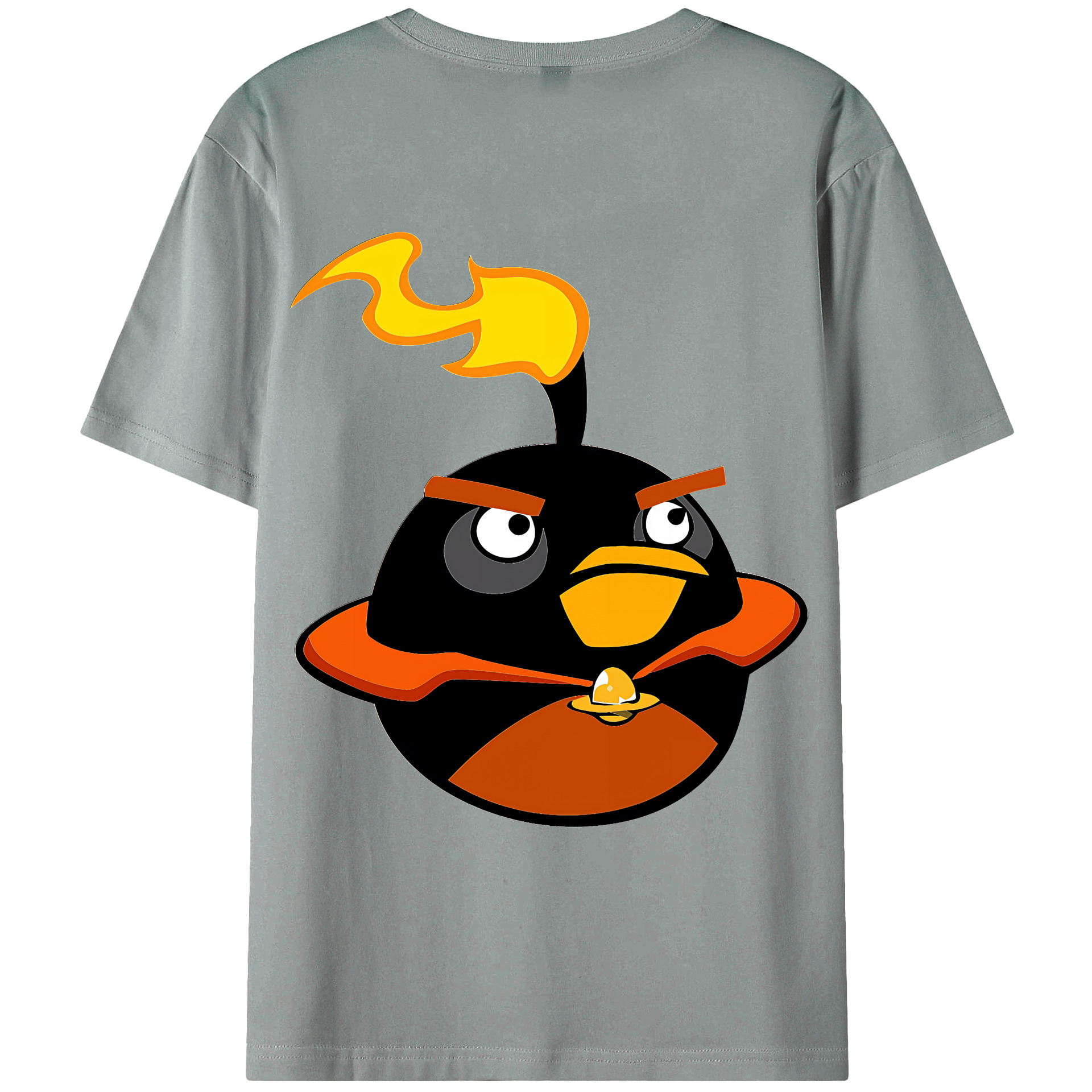 （画像用） Angry Birds アングリーバード 綿100％ メンズ半袖Tシャツ（バックプリント） 通気性